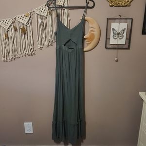 Aerie green maxi dress with cutout